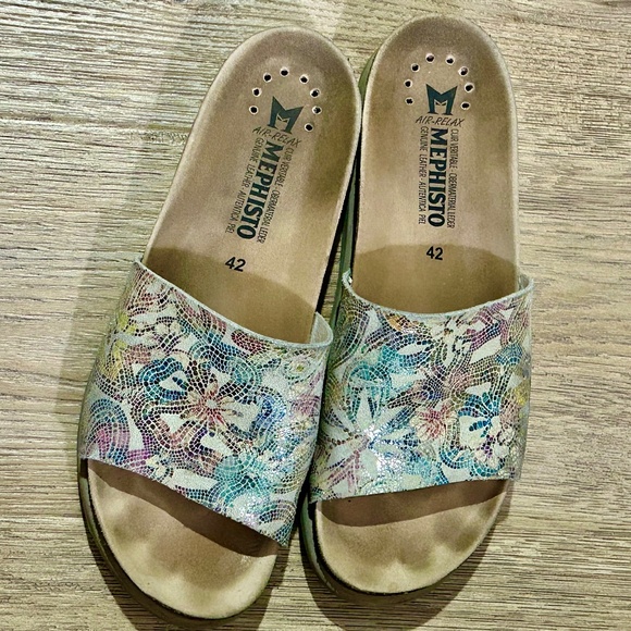 Mephisto Hanik Women's Leather Sandal Slide Mule Sz 42 MultiColor - Picture 1 of 9